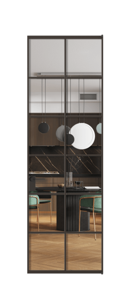 Алюминиевая дверь АЛПЛ040.05 Алюминий антрацит Прозрачное стекло "Crystal Vision", калёное Цена 165340  | Volhovec