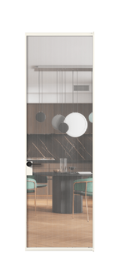 Алюминиевая дверь АЛПЛ040.01 Алюминий пудровый белый Рифлёное стекло "Moru", триплекс Цена 131850  | Volhovec