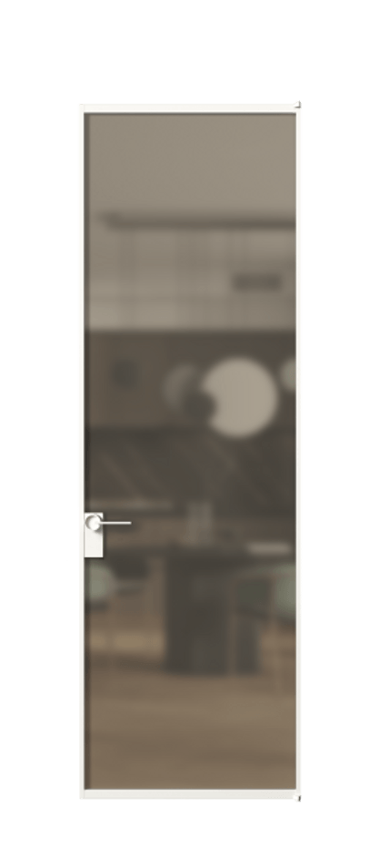 Алюминиевая дверь АЛПЛ040.01 Алюминий Белый Сатинированное бронзовое стекло, триплекс Цена 121350  | Volhovec