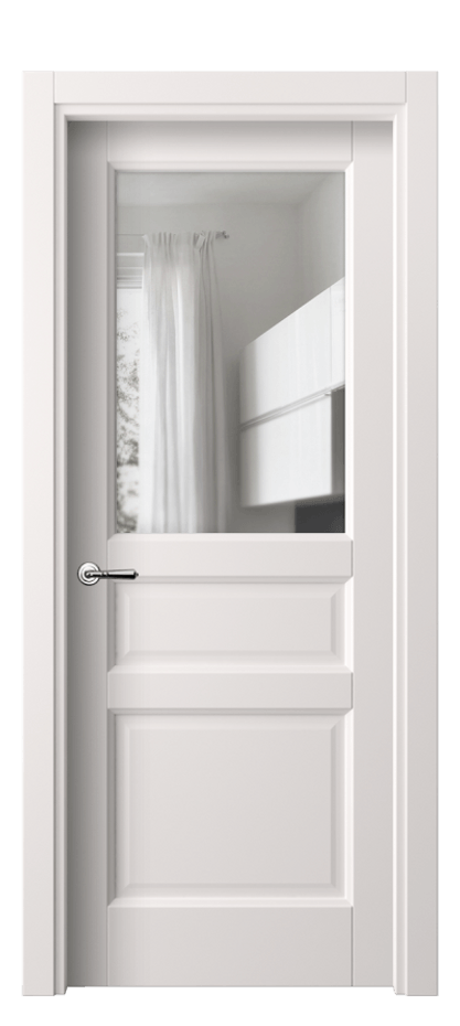 Межкомнатная дверь Galant 1432 ПЭТ кремово-серый Прозрачное стекло Цена 35380 ₽ | Volhovec