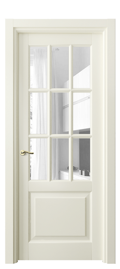 Межкомнатная дверь Lignum 0748 Бук молочно-белый Прозрачное стекло, 4 мм Цена 116340 ₽ | Volhovec