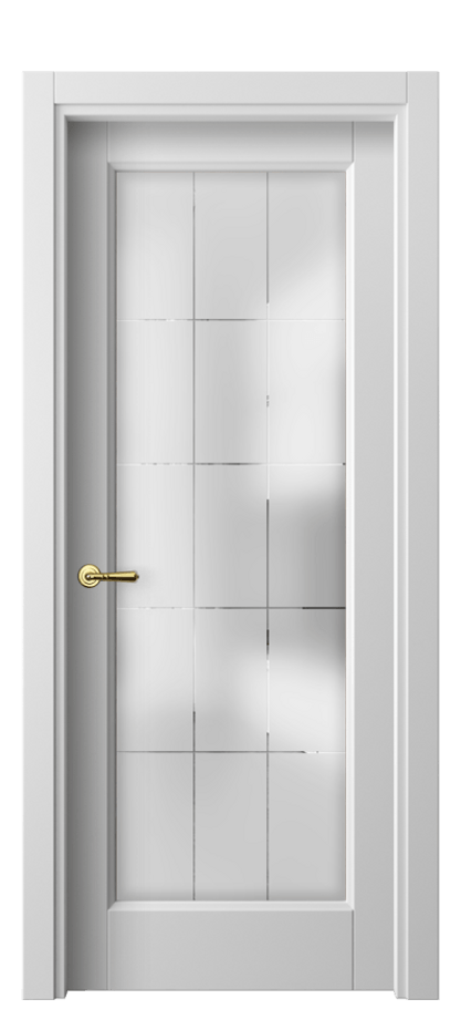 Межкомнатная дверь Galant 1402 Матовый белоснежный Сатинированное стекло с гравировкой "Лофт", 4 мм Цена 52710 ₽ | Volhovec