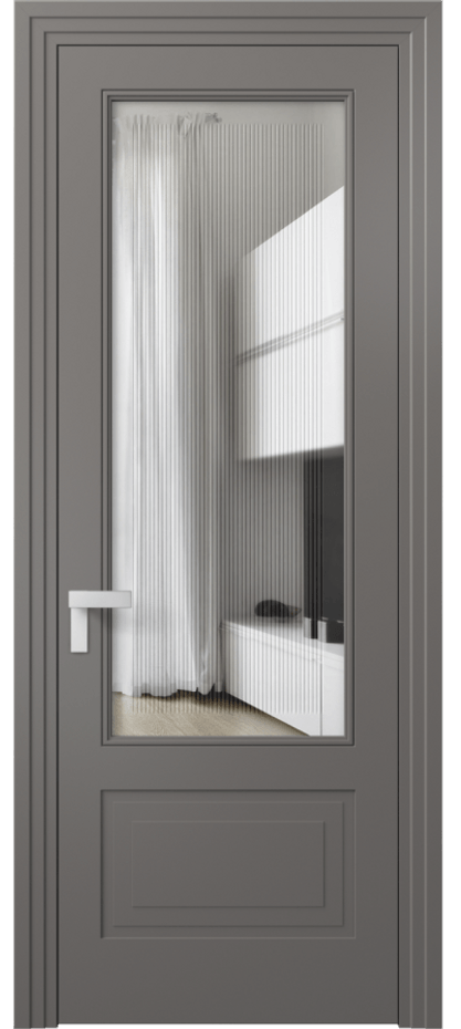 Дверь межкомнатная Rocca 8342 Матовый классический серый Прозрачное стекло с гравировкой "Каннелюры", триплекс, 7 мм Фигурный наличник МКЛС Цена 72990 ₽ Наличники уже входят в базовый комплект. Фабрика дверей Волховец 8 (800) 551 43 19 Межкомнатная дверь Rocca 8342 Матовый классический серый Прозрачное стекло с гравировкой "Каннелюры", триплекс, 7 мм Цена 72990 ₽ | Volhovec