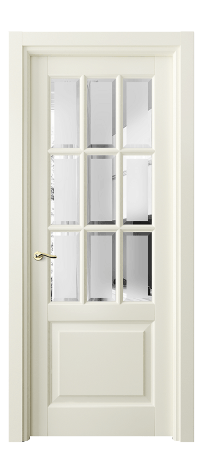 Межкомнатная дверь Lignum 0748 Бук молочно-белый Сатинированное стекло с фацетом, 6 мм Цена 121590 ₽ | Volhovec