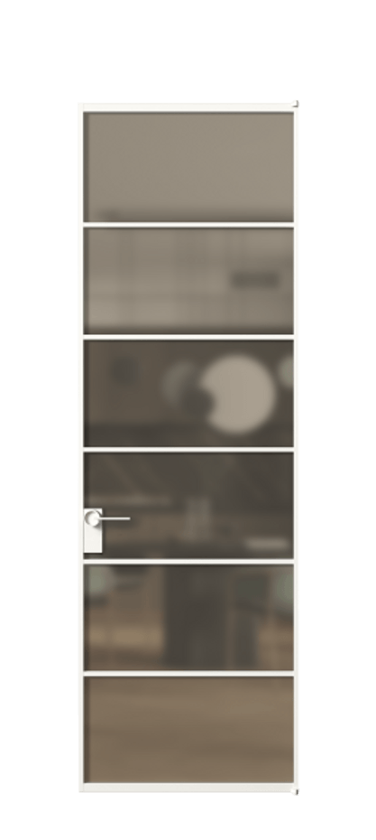 Алюминиевая дверь АЛПЛ040.04  Алюминий Белый Сатинированное бронзовое стекло, триплекс, 6 мм. Без короба бел Цена 117290 Стоимость комплекта двери включает: 
1. Полотно (600/650/700/750/800/850/900/950*2000-2400 мм).
2. Короб
3. Комплект фурнитуры (2 торцевые петли и магнитный замок с ответной планкой). Фабрика дверей Волховец 8 (800) 551 43 19  Алюминиевая дверь АЛПЛ040.04 Алюминий Белый Сатинированное бронзовое стекло, триплекс, 6 мм Цена 117290  | Volhovec