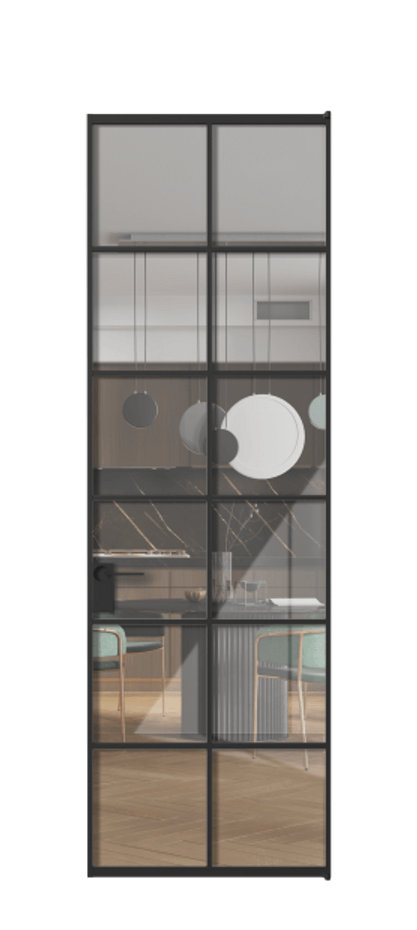 Алюминиевая дверь АЛПЛ040.05  Алюминий Черный Рефлективное прозрачное стекло "Stopsol", калёное, 6мм. Без короба чер Цена 151290 Стоимость комплекта двери включает: 
1. Полотно (600/650/700/750/800/850/900/950*2000-2400 мм).
2. Короб
3. Комплект фурнитуры (2 торцевые петли и магнитный замок с ответной планкой). Фабрика дверей Волховец 8 (800) 551 43 19  Алюминиевая дверь АЛПЛ040.05 Алюминий Черный Рефлективное прозрачное стекло "Stopsol", калёное, 6мм Цена 151290  | Volhovec