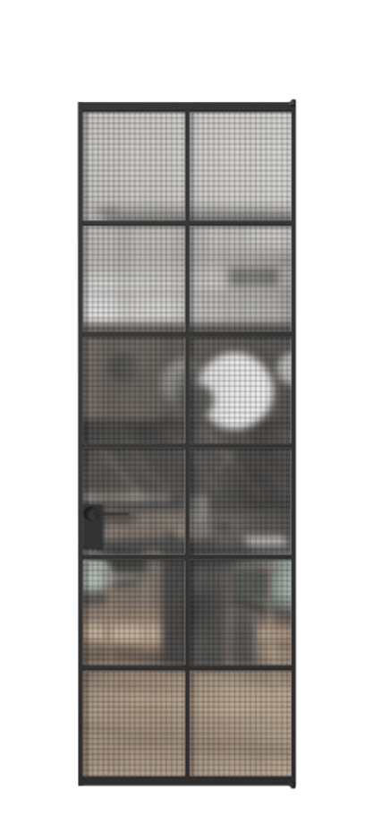 Алюминиевая дверь АЛПЛ040.05  Алюминий Черный Декоративное стекло с сеткой "Mesh silver", триплекс, 6 мм. Без короба чер Цена 129870 Стоимость комплекта двери включает: 
1. Полотно (600/650/700/750/800/850/900/950*2000-2400 мм).
2. Короб
3. Комплект фурнитуры (2 торцевые петли и магнитный замок с ответной планкой). Фабрика дверей Волховец 8 (800) 551 43 19  Алюминиевая дверь АЛПЛ040.05 Алюминий Черный Декоративное стекло с сеткой "Mesh silver", триплекс, 6 мм Цена 129870  | Volhovec