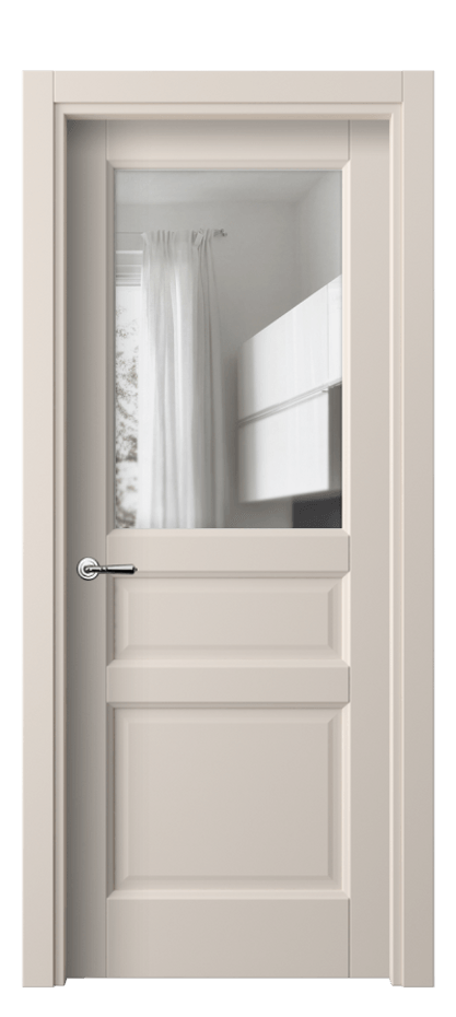 Межкомнатная дверь Галант 1432 ПЭТ пудровый бежевый Прозрачное стекло Цена 30720 ₽ | Volhovec