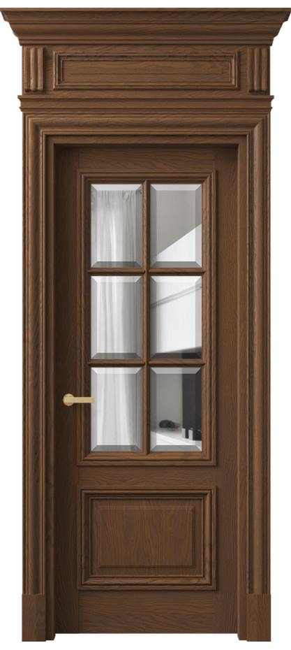 Межкомнатная дверь Antique 7312 Дуб каштановый матовый Прозрачное стекло с фацетом Цена 295549 ₽ | Volhovec