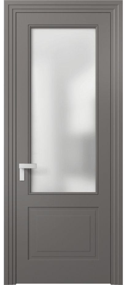 Дверь межкомнатная Rocca 8352 Матовый классический серый Сатинированное стекло Фигурный наличник МКЛС Цена 65430 ₽ Наличники уже входят в базовый комплект. Фабрика дверей Волховец 8 (800) 551 43 19 Межкомнатная дверь Rocca 8352 Матовый классический серый Сатинированное стекло Цена 65430 ₽ | Volhovec