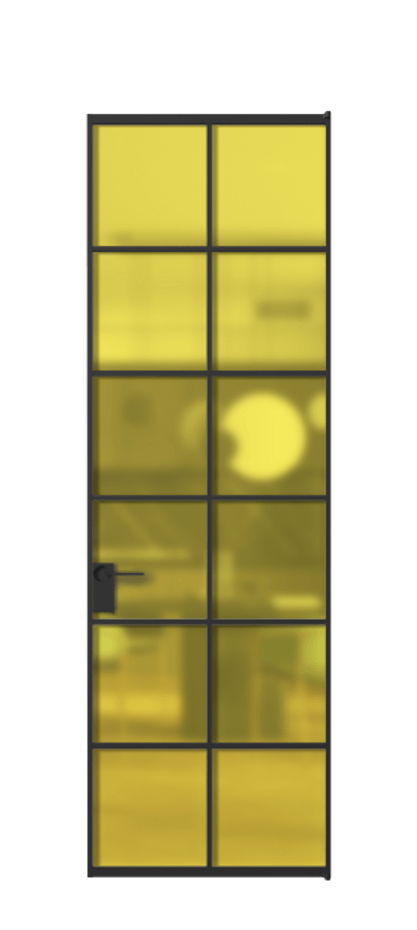 Алюминиевая дверь АЛПЛ040.05  Алюминий Черный Сатинированное жёлтое стекло, триплекс, 6мм. Без короба чер Цена 123150 Стоимость комплекта двери включает: 
1. Полотно (600/650/700/750/800/850/900/950*2000-2400 мм).
2. Короб
3. Комплект фурнитуры (2 торцевые петли и магнитный замок с ответной планкой). Фабрика дверей Волховец 8 (800) 551 43 19  Алюминиевая дверь АЛПЛ040.05 Алюминий Черный Сатинированное жёлтое стекло, триплекс, 6мм Цена 123150  | Volhovec