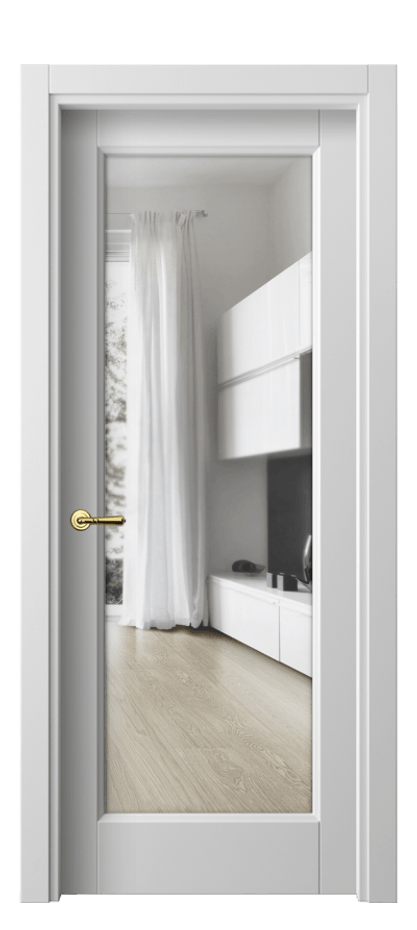 Межкомнатная дверь Galant 1402 Матовый белоснежный Прозрачное стекло, 4 мм Цена 51660 ₽ | Volhovec