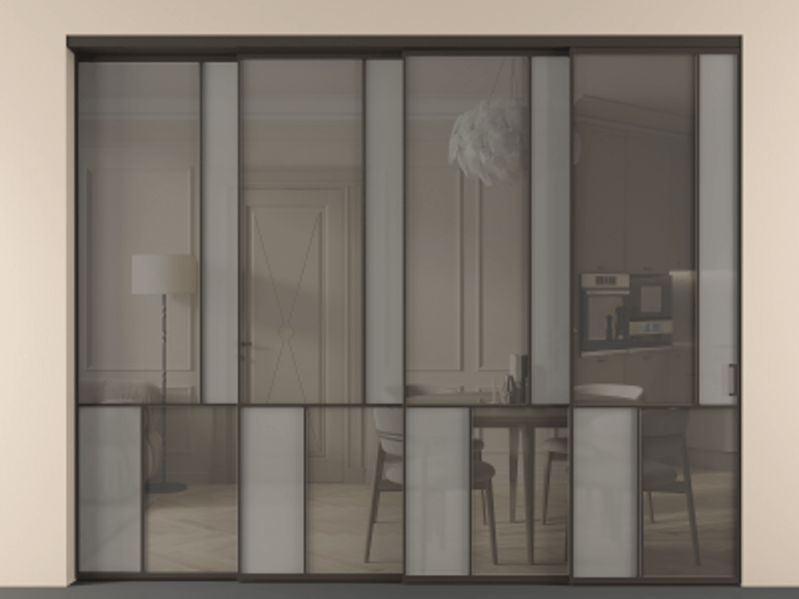 Перегородка Mosaic внутри проёма телескопик синхро 3 АЛПР 041.21 Алюминий антрацит Сатинированное серое стекло, триплекс, 6 мм + Прозрачное серое стекло, триплекс, 6 мм.  Цена 581890 ₽ . Фабрика дверей Волховец 8 (800) 551 43 19  Перегородка Mosaic внутри проёма телескопик синхро 3 АЛПР 041.21 Алюминий антрацит Сатинированное серое стекло, триплекс, 6 мм + Прозрачное серое стекло, триплекс, 6 мм Цена 581890 ₽ | Volhovec