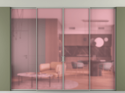 Алюминевая перегородка АЛПР 040.01_АНСР_САТ РОЗ_new. Цвет Алюминий нейтральный серый. Материал Алюминий в эмали. Коллекция Перегородка Formato внутри проёма четырёхстворчатая со скрытым креплением в потолок. Фото. Алюминевая перегородка АЛПР 040.01_АНСР_САТ РОЗ_new. Цвет Алюминий нейтральный серый. Материал Алюминий в эмали. Коллекция Перегородка Formato внутри проёма четырёхстворчатая со скрытым креплением в потолок. Картинка.