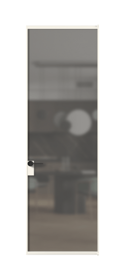 Дверь межкомнатная АЛПЛ040.01 АПБЛ Серый сатин триплекс. Цвет Алюминий пудровый белый. Материал Алюминий в эмали. Коллекция Formato. Картинка.