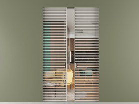 Алюминевая перегородка АЛПР 040.07 МОС Crystalvision. Цвет Алюминий облачно-серый. Материал Алюминий в эмали. Коллекция Перегородка Формато скрытый пенал 2 створки. Картинка.