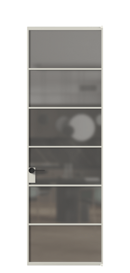 Дверь межкомнатная АЛПЛ040.04 АТСР Серый сатин триплекс. Цвет Алюминий тёплый серый. Материал Алюминий в эмали. Коллекция Formato. Картинка.