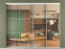 Перегородка Формато внутри проёма 4 створки с синхронным механизмом