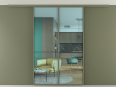 Перегородка Formato вдоль стены на потолок двустворчатая