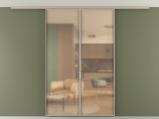 Перегородка Formato вдоль стены на потолок двустворчатая