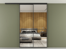 Перегородка Формато вдоль стены на потолок 2 створки с синхронным механизмом